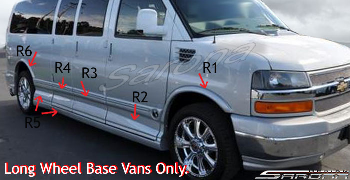 Custom Chevy Express Van  Side Skirts (2003 - 2024) - $2150.00 (Part #CH-022-SS)